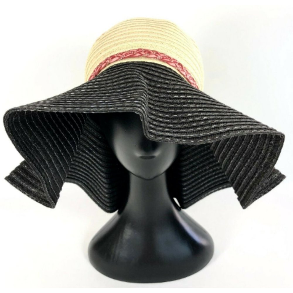 Rampage Packable Floppy Sun Hat Wide Brim Beach Travel Straw NWT Womens OS